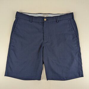 Peter Millar Shorts Mens Size 34 Navy Blue 9" Chino Flat Front Golf Performance.